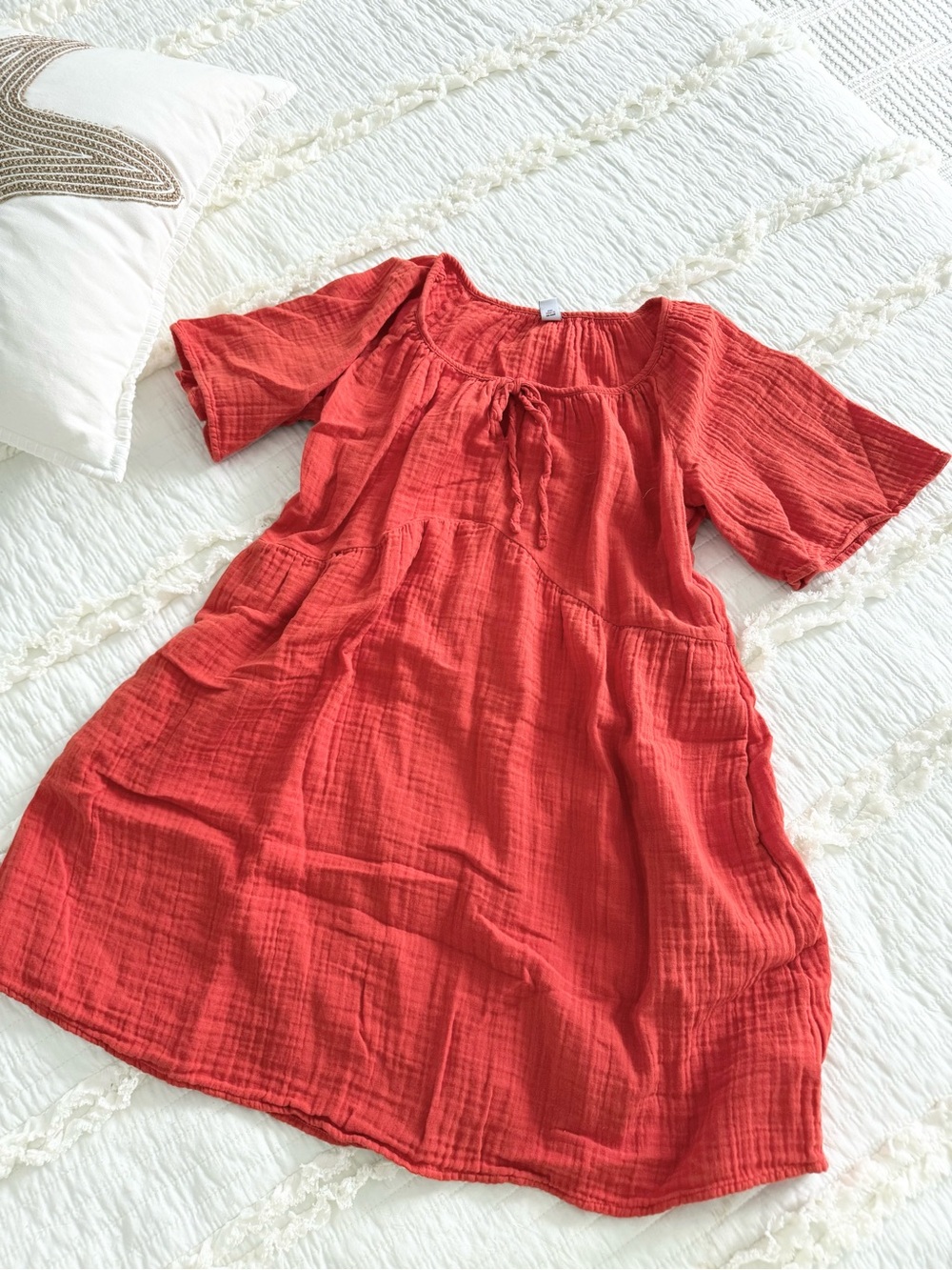 Red gauze dress